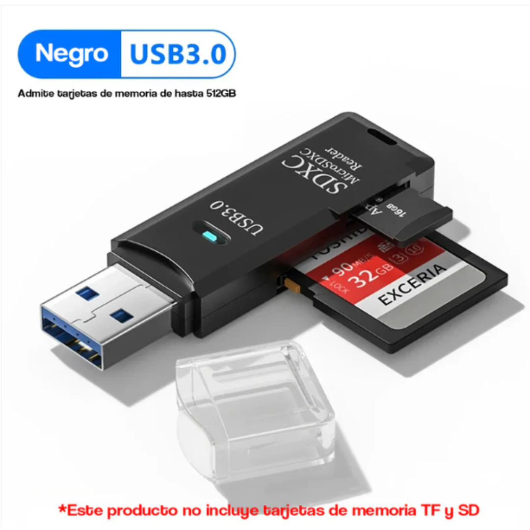 Lector de Tarjetas 2 en 1 USB 3.0 Micro SD/TF Alta Velocidad